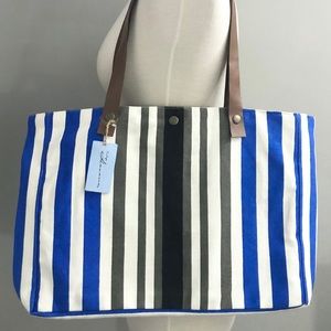VINTAGE HAVANA Canvas & Leather Tote Beach Bag